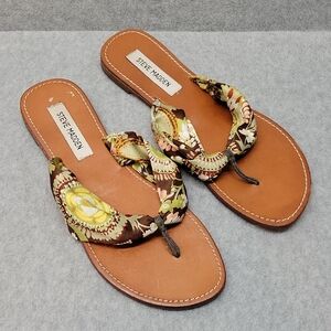 Steve Madden Women's Sandals - Brown and Green Floral Boho